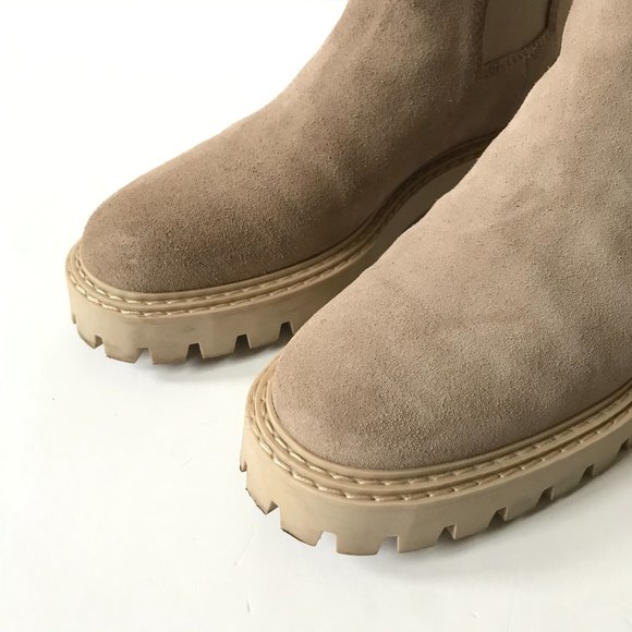 Last Daze Chelsea Boots Booties Womens 41 10 Tan Beige Elastic Side Panel Chunky - Picture 9 of 12